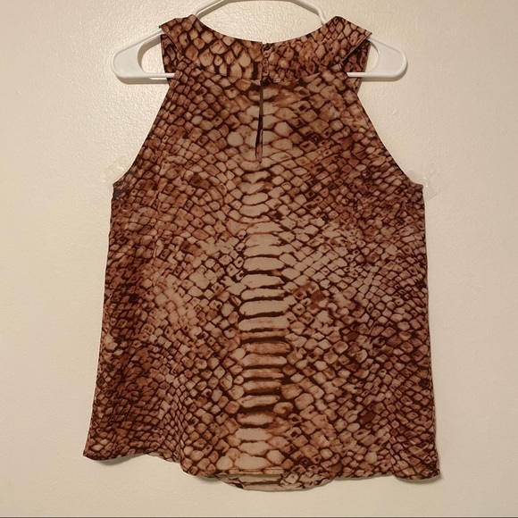 Kenar Top Flowy Reptile Snake Tribal Beaded Scoop Sleeveless Peachy Coral Sz M - Picture 4 of 7